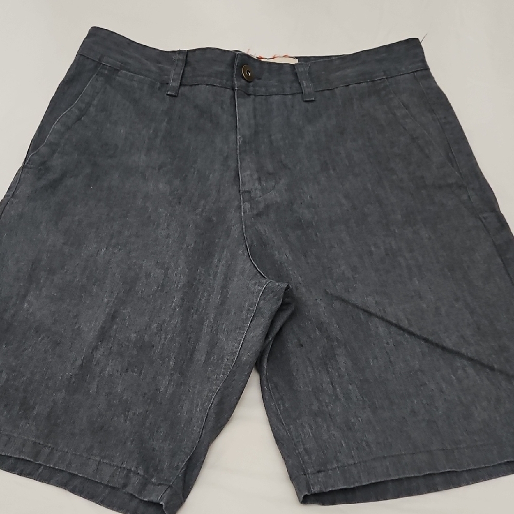 Gray Flat Front Shorts with Modern Fit